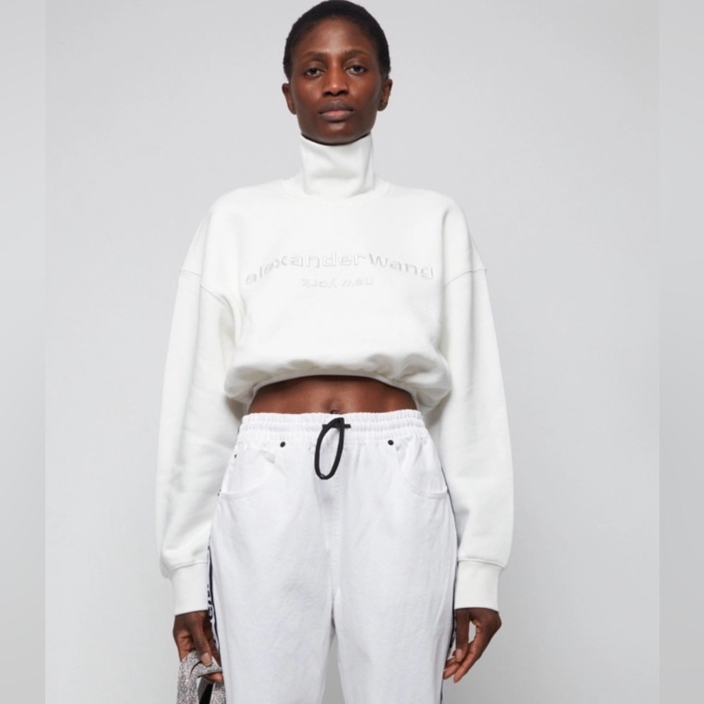 Alexander Wang Cream Embossed Logo Turtleneck - Picture 5 of 12